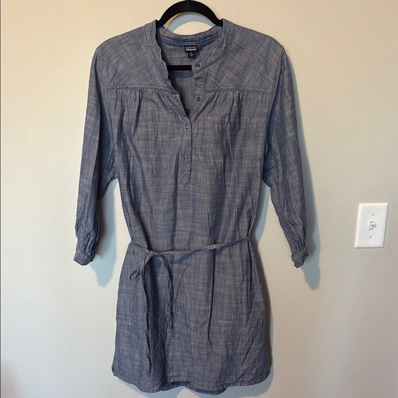 Patagonia W's Settler's Dress Chambary Blue Women’s Size 10 GUC Organic Cotton - Picture 1 of 11